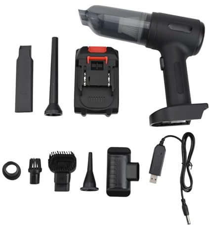 Lecreatekit Aspirateur de voiture sans fil à main, moteur sans balais 12 V, 52 000 tr/min, aspirateur portable léger avec 4 buses et câble de charge pour le nettoyage intérieur automobile