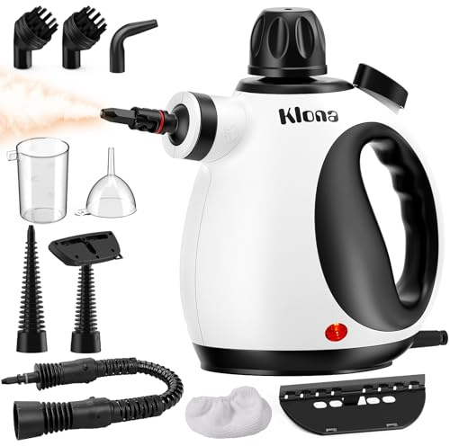 KLONA Limpiador a vapor hogar, portátil limpiador, con 10 accesorios