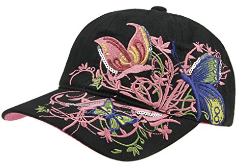 Casquette de Baseball Visière en Coton Anti-UV Papillon Brodé Chapeau de Soleil Plage Camping Pêche Randonnée Golf Réglable Protection Solaire Hip-Hop Sun Cap Sport pour Enfants Garçons Filles