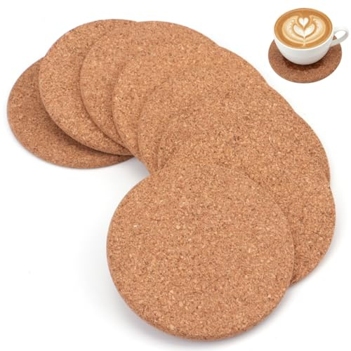 Tebery 20 Pack Cork Coasters Round, 3.9 Bar Coasters for Drinks Thick, Reusable Coaster Table Protectors for Coffee Mugs, Bulk DIY Craft Cork Circles for Home Kitchen Office, 1/5 Thick
