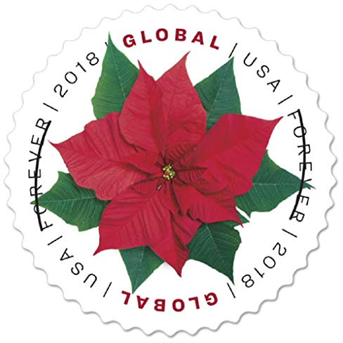 2018 Global Poinsettia Forever Stamps - Always Good for 1 Oz International First-Class Mail (3 Sheets of 10)