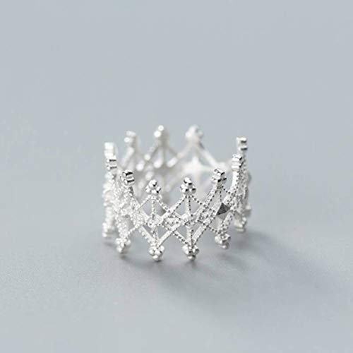 WOZUIMEI S925 Silberring Weiblich Koreanischer Stil Süßer Diamant Kronenring Temperament Persönlichkeit Offener Ring WeiblichEinstellbarer Ring