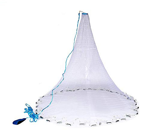 Lawaia Red de pesca de agua salada monofilamento de nailon para trampa de cebo, redes de lanzamiento de peces, redes de fundición de 3/8 pulgadas, tamaño de malla de 4 a 12 pies, red de lanzamiento de