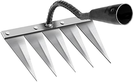 F Fityle Zappa per Attrezzi da Giardinaggio, Zappa Cava temprata Resistente, Facile diserbo e allentamento, diserbo, aratura, scavo, Acciaio a 5 Denti