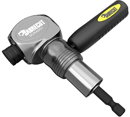 1 x SabreCut SCRAD01 Heavy Duty 1/4 Inch Compact Right Angle Impact Driver Bit Holder with 360 Degrees Rotatable Handle & Spring Loaded Knurled Quick Release Collar