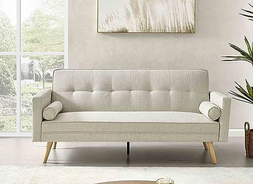 DecoInParis Banquette clic clac Beige en Tissu Tania