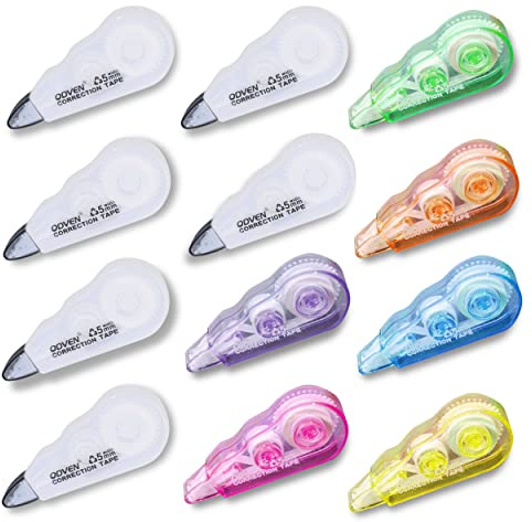 Piacolnic 12 Pièces Rubans Correcteurs, Mini Ruban Correcteur Blanc, 3m x 5mm x 12 Roller Souris Correcteur Mignon Mini Ruban Correcteur Lisse pour le Bureau à Domicile ou à L'école étudiant