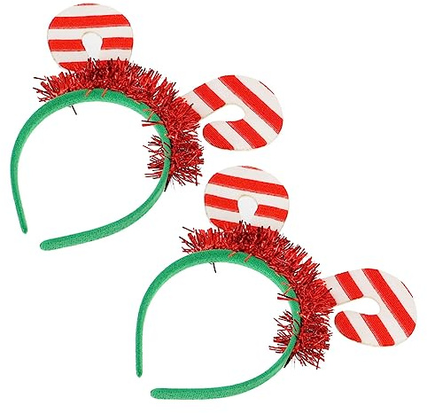 Beavorty 2 Piezas Diadema De Bastón Navideño Adorno De Cabeza De Rendimiento Cabeza De Navidad Bopper De Fiesta De Navidad Diadema De Papá Noel Rojos Niño Borla Ropa Arte Latte