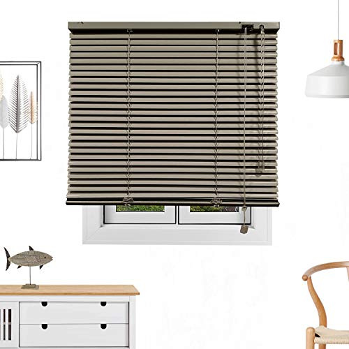 Persiana Veneciana de Aluminio/Calidad Tiendas/instalación Universal a Pared o Techo. Se lo ajustamos a su Medida Ancho x Alto. Color: Gris Oscuro. Medidas: 74cm x 140cm