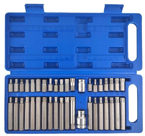 40 Piezas Llaves de Vaso Kit, Incluyen Puntas Torx, Llave Hexagonal y Llave Estriada, Puntas Atornillador Caja de Herramientas, para Reparación de Automóviles