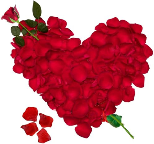 Pétales de Rose Artificielle Rouges en Soie Décoration Romantique pour La Saint Valentin, Déco Fiançailles et Mariage -1200 pcs
