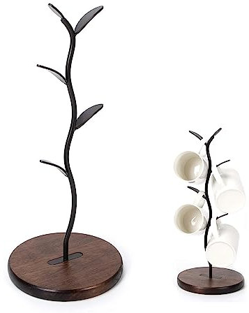 Felenny Arbre à tasses - Porte-tasses à café - Support de rangement pour le séchage de tasses à thé - Arbre de cuisine rétro - Pour comptoir, maison, cuisine, bar, café, accessoire pour économiser de