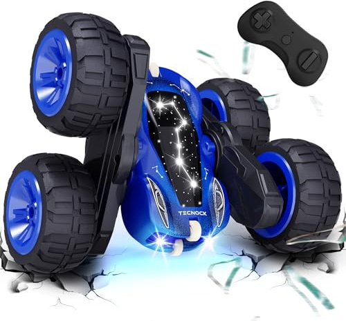 Tecnock 2025 Remote Control Cars with 2.4 Ghz Remote Control 360°Flip Stunts RC Car Monster Truck with Colorful Light for 3-12 Years Outdoor Toy Gift for Kids