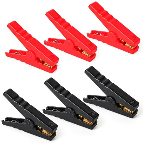 Nadisean 6 Piezas 100A Pinzas de Cocodrilo, Abrazaderas de Carga de Cobre Puro, Pinzas Bateria Coche Aislados, Pinzas Coche Bateria, Pinzas Cocodrilo Bateria para Coche Camión Barco (96mm Rojo Negro)