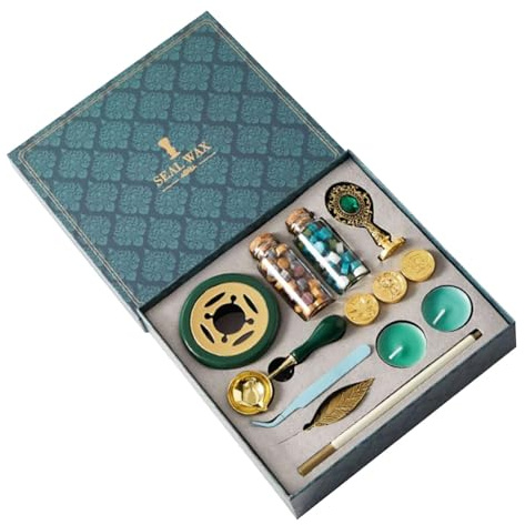 Personalized Wax Seal Kit, vax sigillpärlor och sked, vintage bokstav förseglingskit, hantverkare vax sigillstämplar, vax sigillstämpelkollektion, Easy-To-Use Seal Kit, vaxstämpel design,