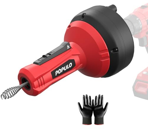 POPULO 5m Trivella di scarico, Alimentazione automatica Spirale per la pulizia dei tubi Sonda Sturatubi, Utensili per la rimozione di zoccoli di scarico a serpente per impianti idraulici