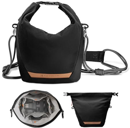 K&F CONCEPT Kameratasche, Modische Umhängetasche, Tragbare Leichte Camera Bag, Geeignet für Kleine Liner Bag mit Spiegellose Kamera, Schwarz
