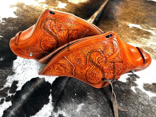 Western Saddle Tapaderos Staffe in pelle fatte a mano vendute in coppia set ME-WTS-072