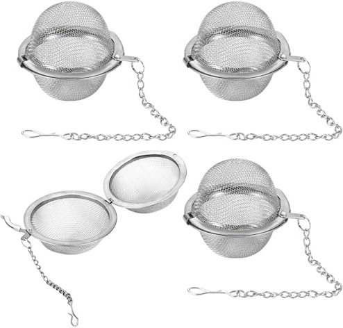 4 Pcs Tea Infuser Ball, Tea Strainer Ball, Tea Strainers for Loose Tea, Stainless Steel Tea Infuser Balls Tea Filter Ball with Extended Chain Hook for Brew Loose Spices and Leaf Tea