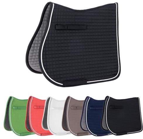 Covalliero - Tapis de selle - Tapis de selle anatomique pour cheval avec passants de selle et de sangle - Absorbe les chocs et respirant - Tapis de selle polyvalent en noir - Taille demi-sang