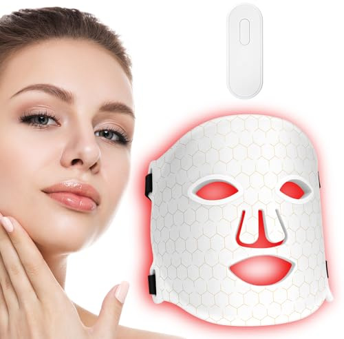 LED Face Light Therapy Mask 660nm Red Light and 850nm Near Infrared Face Light, 3 in 1 Chip Redlight Lamp at Home and Travel (Beige)