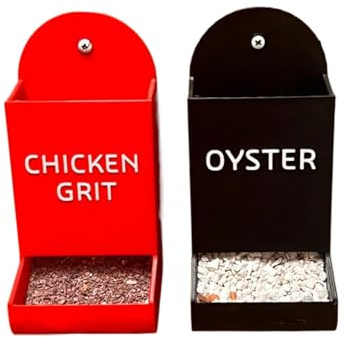 Oyster and Grit Feeder, Chicken Duck Food Container, Hanging Feeding Trough, Strong Twin Set, Easy Refill Design, for Farm Backyard Poultry Feeding Use, 7.28x3.15x3.5 Inches