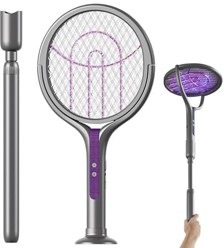 Tapette à mouches électrique, tête rotative, avec tige télescopique, multifonction, électrique, extra puissante, rechargeable par USB (B