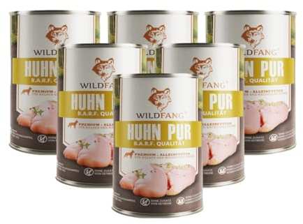 Wildfang® Cibo umido per cani 800g – Premium Pollo Puro. Con ingredienti naturali, senza cereali e glutine. Senza zuccheri aggiunti, ideale per tutte le razze e cani senior – Confezione da 6