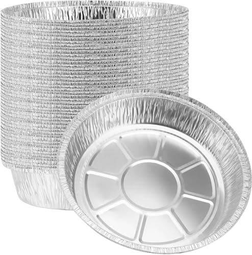 NGOSUET Lot de 50 bols ronds en aluminium de 23 cm - 900 ml - Bol de cuisson jetable - Pour cuire, rôtir, cuisiner