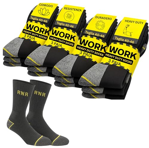 excelux 12 Paia Calze Lavoro Uomo in Cotone Traspirante – Calzini Uomo da Lavoro Resistenti e Comodi – Tallone e Punta Rinforzati – Calze da Uomo Lavoro per Uso Quotidiano – Taglia 40-46