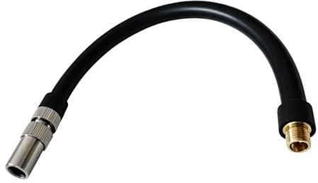 Penfuzon Presta Valve Adapter, Bike Pump Adaptor, Schrader Valve Adapter, 2-in-1 American/French Car Tyre Inflator Connector Hose, 40 cm Length, Black Colour, 1-Piece Set