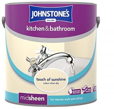 Johnstone's 308810 Kitchen and Bathroom Emulsion Paint, Touch Of Sunshine, 2.5 Litre
