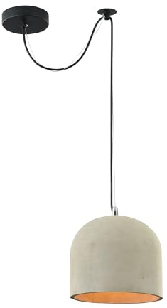 Design Lampada pendente a sospensione stile moderno loft industriale,paralume in cemento colore grigio, base in metallo nero, filo lungo nero altezza regolabile 1 lampadina E27 40 W 220-240 V non incl