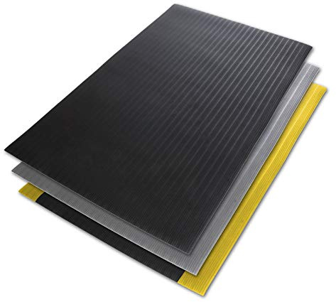 Floordirekt Anti-fatigue mat, soft work mat, ergonomic workplace mat, ribbed, non-slip and cushioning surface, in many sizes (60 x 50 cm, black)