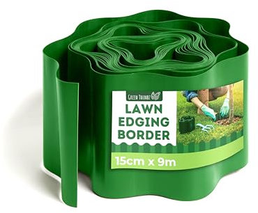 Green Thumbz Lawn Edging Border - 15cm x 9m Roll Flexible Garden Edging for Easy Shaping and Adjusting to Organize your Outdoor Landscaping - Garden Borders Edging for Lawns, Flower Beds and Pathways