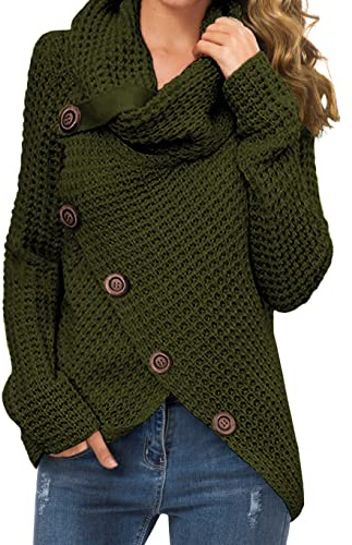 GRECERELLE Women's Chunky Knit Jumpers Winter Warm Sherpa Fleece Fuzzy Fluffy Tops Ladies Casual Crew Neck Tunic Sweaters Autumn Spring Warm Soft Pullover for Women UK
