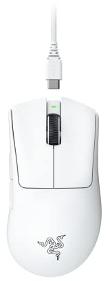 Razer DeathAdder V3 Pro Wireless Gaming Mouse- White : Ultra Lightweight - Focus Pro 30K Optical Sensor - Optical Switches Gen-3 - HyperSpeed Wireless - 5 Programmable Buttons - RZ01-04630200-R3A1