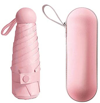 Uposao Parapluie Compact Parapluie Pliant Ultra-léger, Mini Crème Capsules Parapluie 5 Côtes Avec Étui à Capsule Parapluies De Voyage Parapluie De Poche Portable Pour Homme Et Femme
