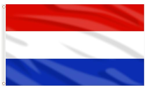 AhfuLife Grande Drapeau Pays-Bas 90×150cm, 1Pcs Drapeaux Nationaux de la Pays-Bas Double Face avec œillets en Laiton pour Jardin Bar Décor Euro Football Match Célébration