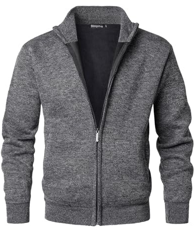 Btmpmcs Cárdigan de Punto para Hombre Suéter Grueso con Cremallera y Cuello Alto Casuales Chaqueta Cálido Suéter con Forro Polar para Invierno Otoño Color SóLido JerséIs Outwear Abrigo Tops