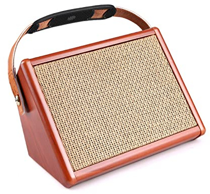 Hanzete AC-15 15W Portable Acoustic Guitar Amplifier Amp BT Speaker with Microphone Input Supports Volume Bass Treble Control Reverb Effect Built-in Rechargeable Battery