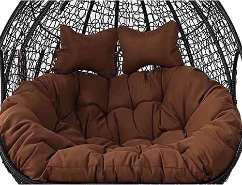 Silla colgante de mimbre doble con cojín, sofá biplaza para patio al aire libre, para dos personas, balcón, patio trasero, muebles de relajación, silla oscilante de ratán de alta calidad con soporte,