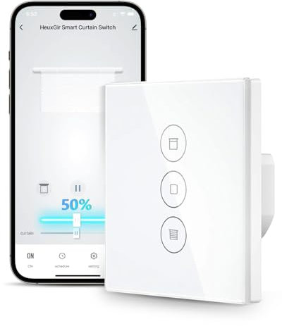 HEUXGIR WiFi Roller Shutter Switch with Percentage Function, Smart Home Roller Shutter Control, Timer and Voice Control, Compatible with Alexa/Google Home, Blinds Roller Shutter Control Requires Zero