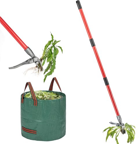 ZENHOSIT Stand Up Weed Puller Tool with 48 Long Metal Handle, 4-Claw Heavy-Duty Steel Head Weed Remove Tool for Lawn, Yard, Garden Without Bending or Kneeling