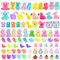 Juego de 80 minifiguras de animales de resina, animales de resina luminosa, figuras en miniatura, pequeños conejos, dinosaurios, elefantes, búhos koalas, para manualidades para acuario, casa de