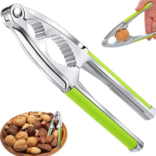 Schiaccianoci,Schiaccianoci in Metallo con Impugnatura Antiscivolo Schiaccianoci Multifunzione Acciaio Inox Schiaccianoci Noce Cracker per Noci,Nocciole,Noci e Frutti di Mare