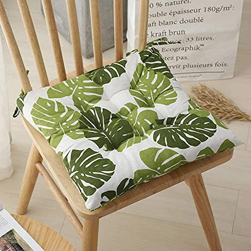 Premium Thick Cushions for Dining Chairs - Set of 4 Cotton Seat Pads with Ties Square Upholstered Chair Cushions for Home & Kitchen Dining Furniture
