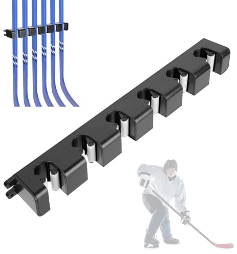 BOOSTEADY Hockey Stick Wall Mount Holds up to 6 Sticks, Enhanced Stability Ice Hockey Stick Display Holder, Space-Saving Hockey Stick Organizer for Any Home Office Wall