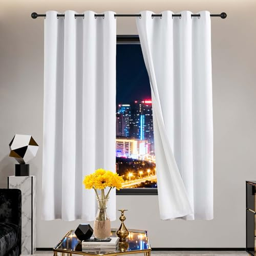 PSHYJUN Cortinas Salon 1 Piezas 100 x 260 cm Cortinas Termicas Aislantes Frio y Calor Dormitorio, con Ojales para Sala Cuarto Dormitorio Comedor Cocina Salón, Blanco