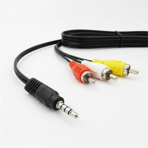 Wzhiy Cable de salida de vídeo de 3,5 mm a RCA AV, cable phono de 1,5 m, conectores resistentes a la corrosión, soporta dispositivos portátiles, cine en casa y más